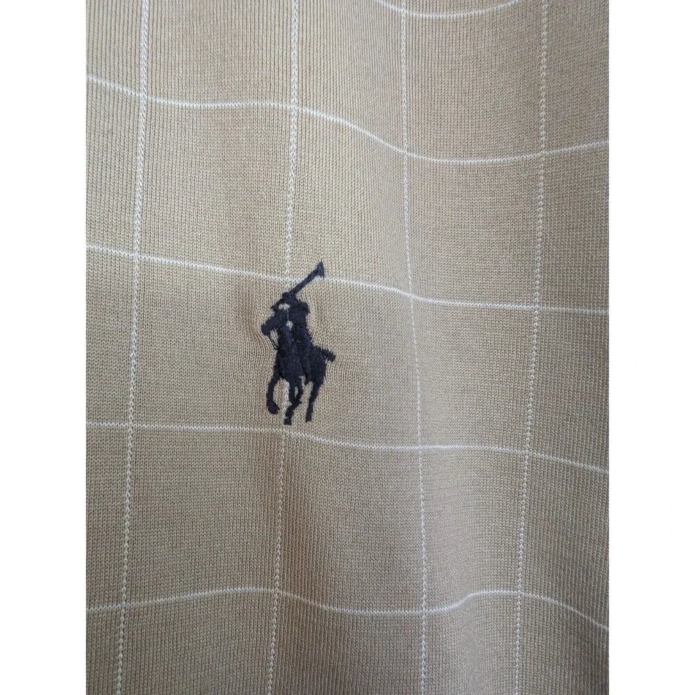 VTG Polo Ralph Lauren Windowpane Polo Shirt Men's XXL Tan Grid Plaid NWT NOS